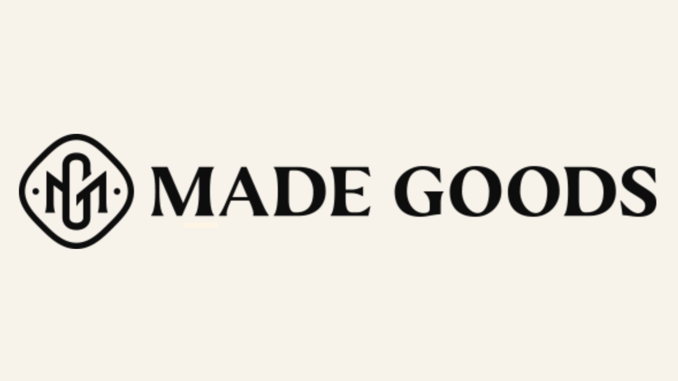 Logo with the words 'Made Goods' next to a circular emblem