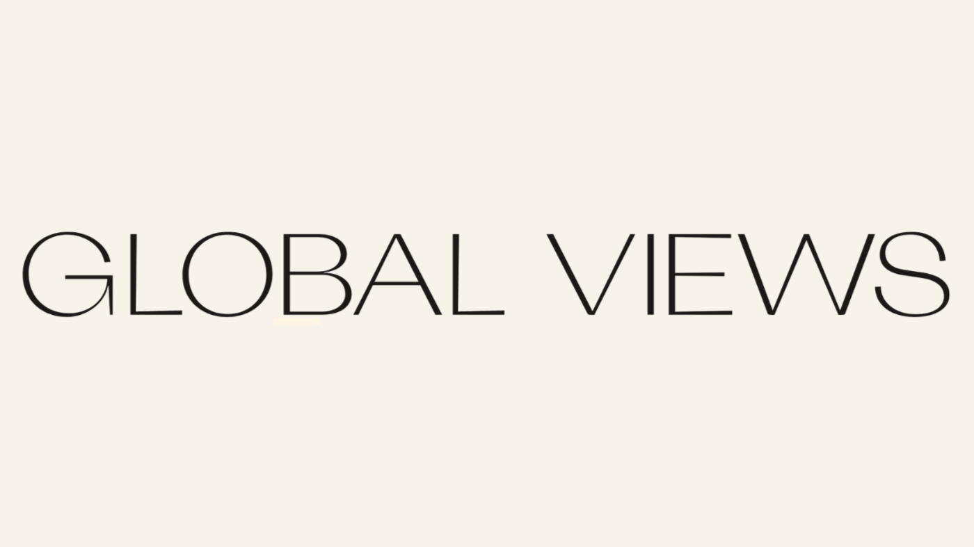Text on a light background reading 'Global Views' in black, thin font.