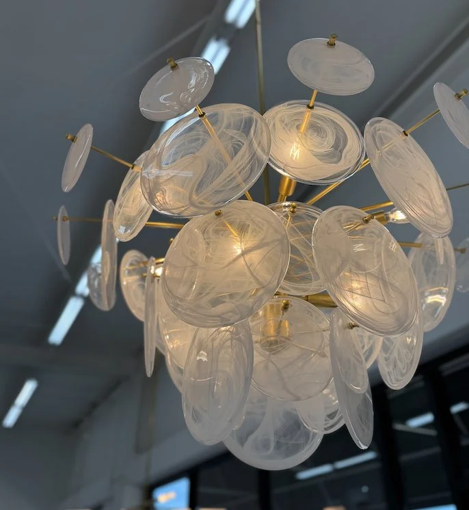 modern decorative chandelier lighting fixture with glass elements