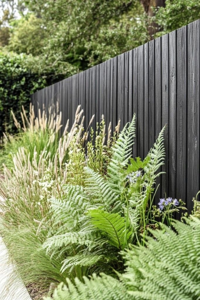 Garden design with ferns and ornamental grasses in Kildare