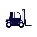 Silhouette of a forklift lifting a pallet