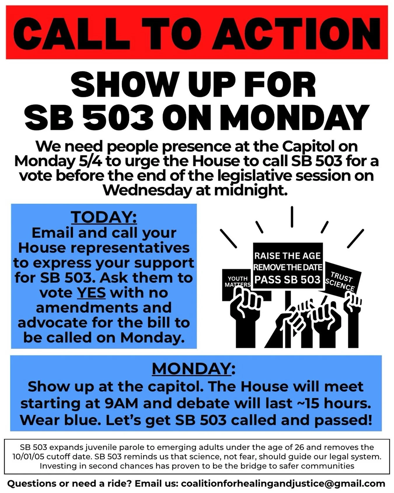 On behalf of the Coalition, we want to thank everyone involved in this historical effort and movement surrounding SB 503. As a membership, it is not lost on us the need for systemic change in how our criminal justice system works, operates, and sees 