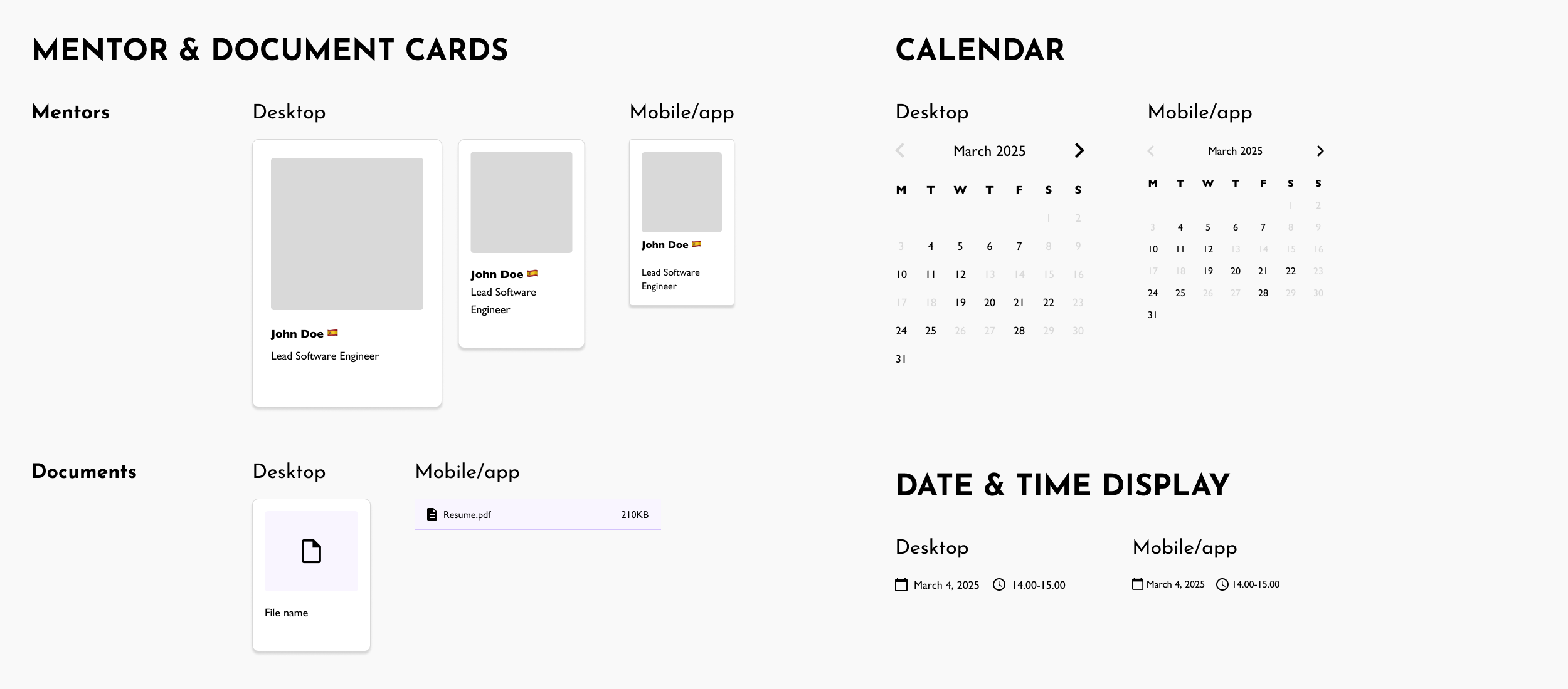 UI feature specific components