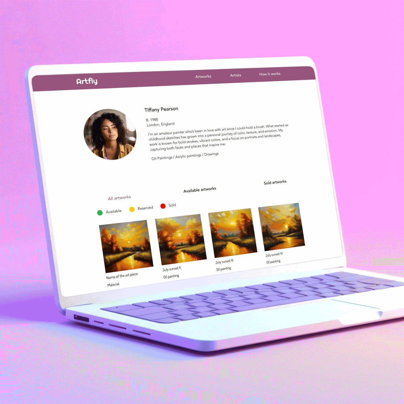 Website mockup on laptop