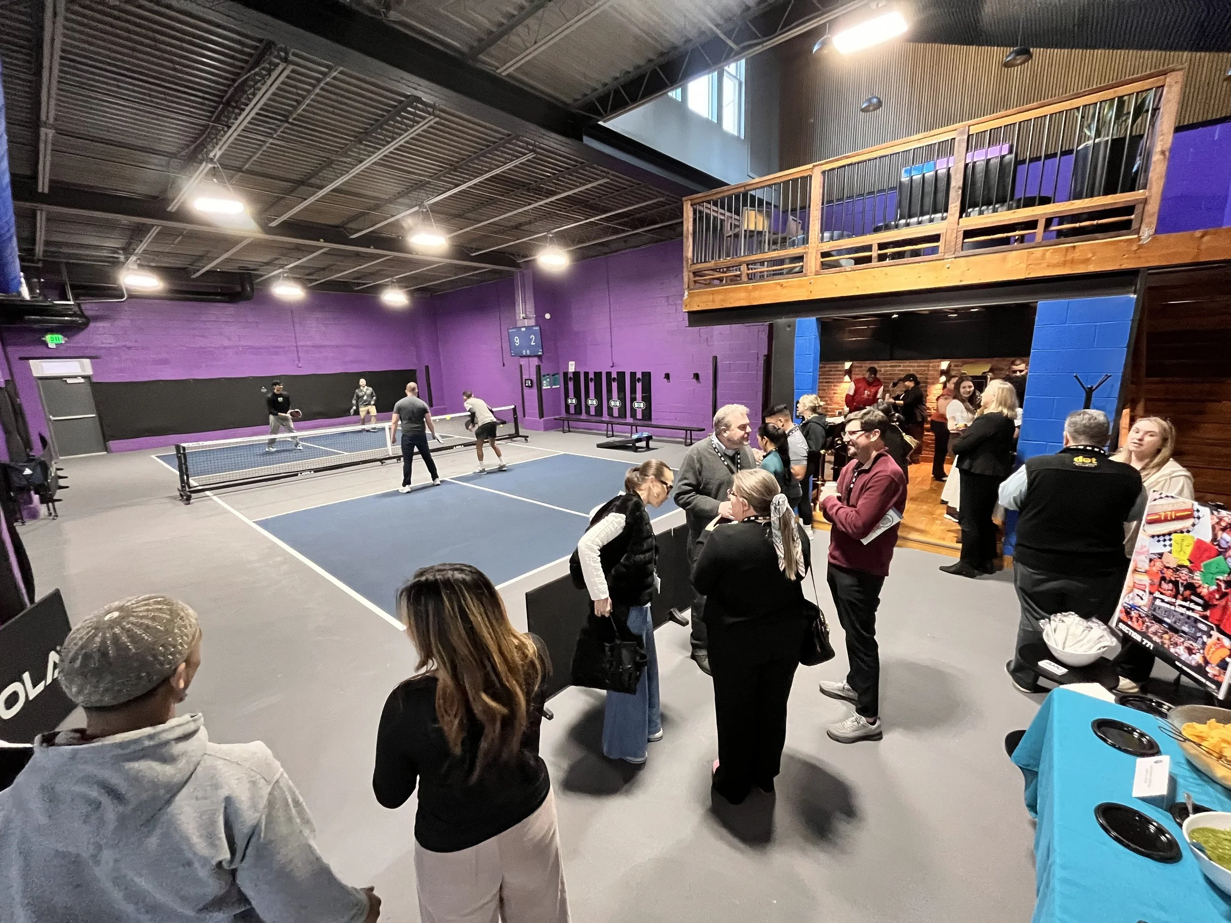 Court 1 with Mezzanine and lower bar.