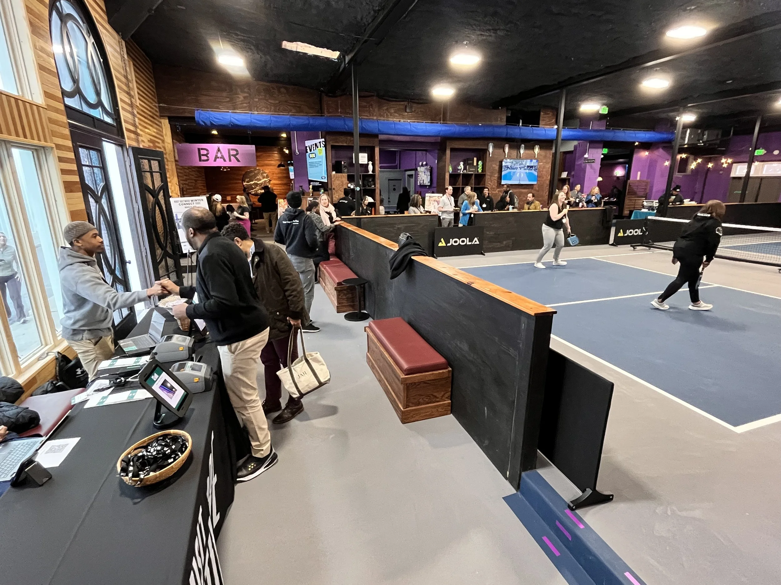 View of Court 2 and game rooms. 