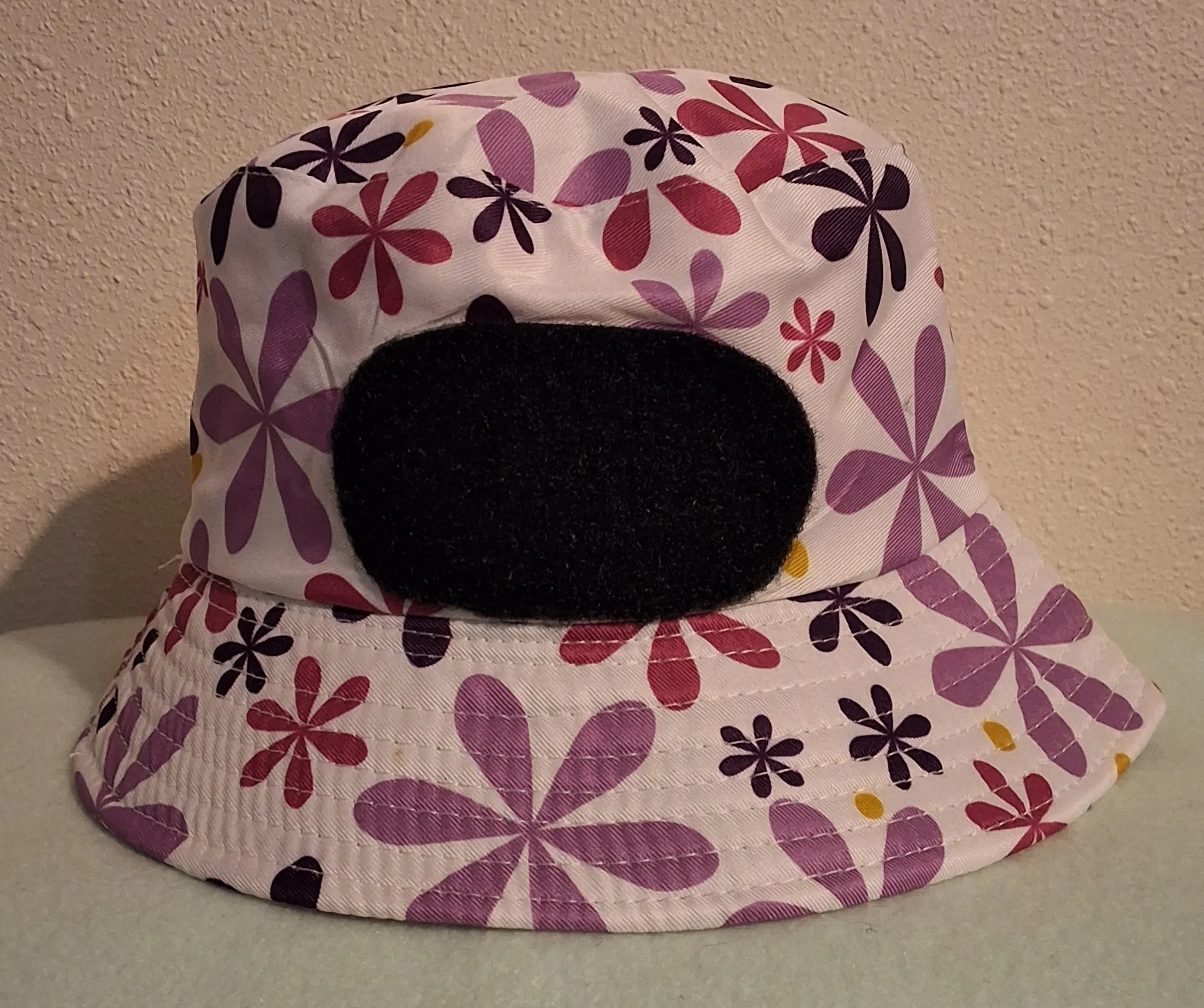Kids flower bucket hat 3" heat pressed oval loop