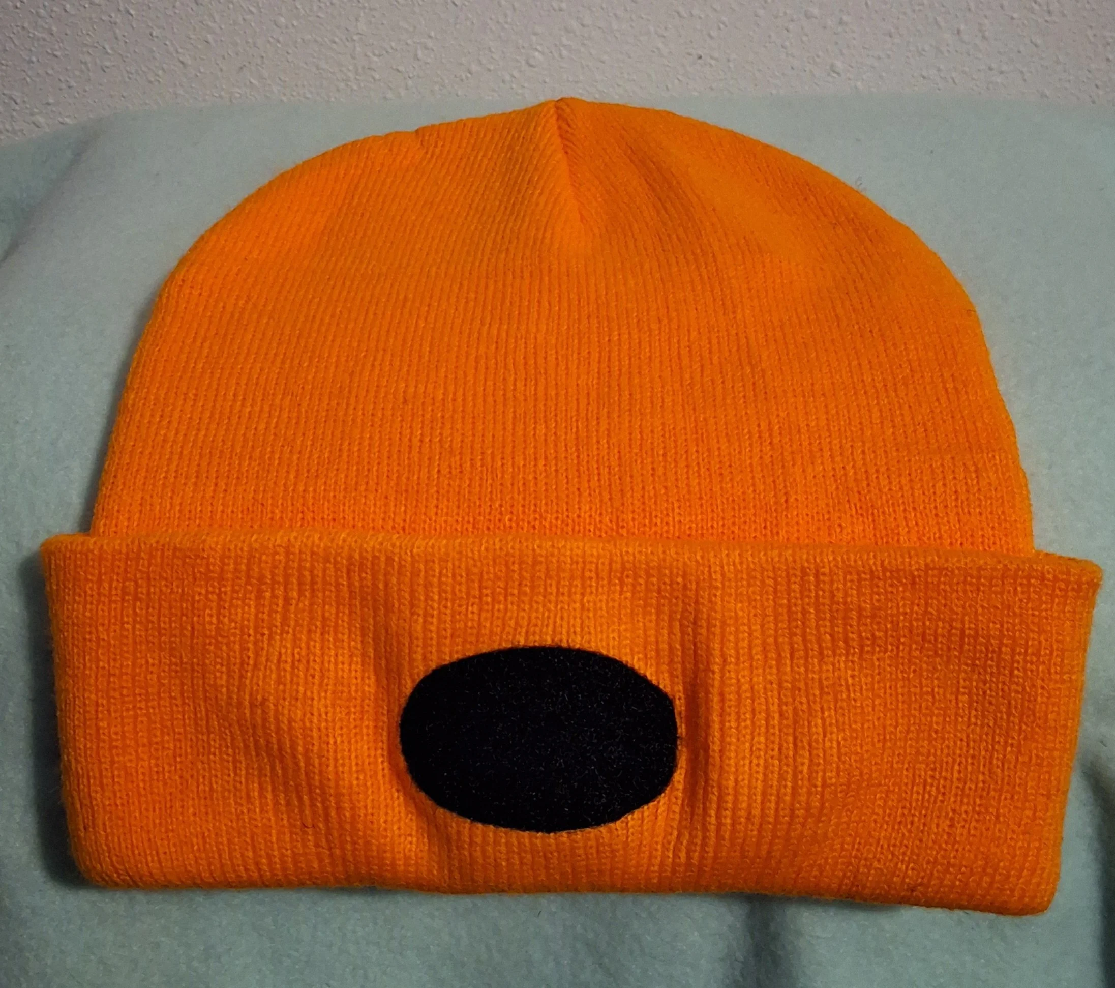 Orange beanie 3" heat pressed oval loop