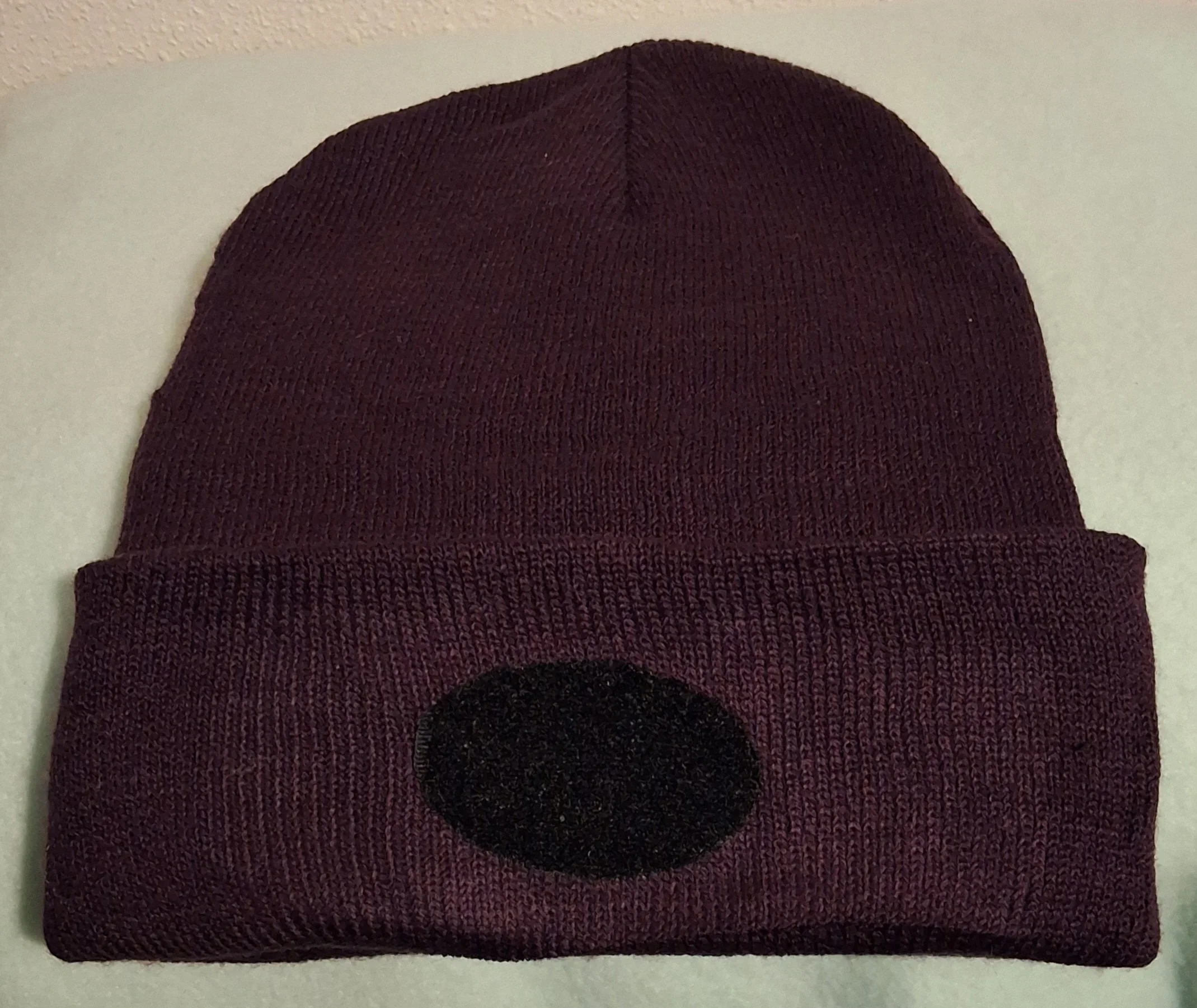 Plumb purple beanie 3" heat pressed oval loop