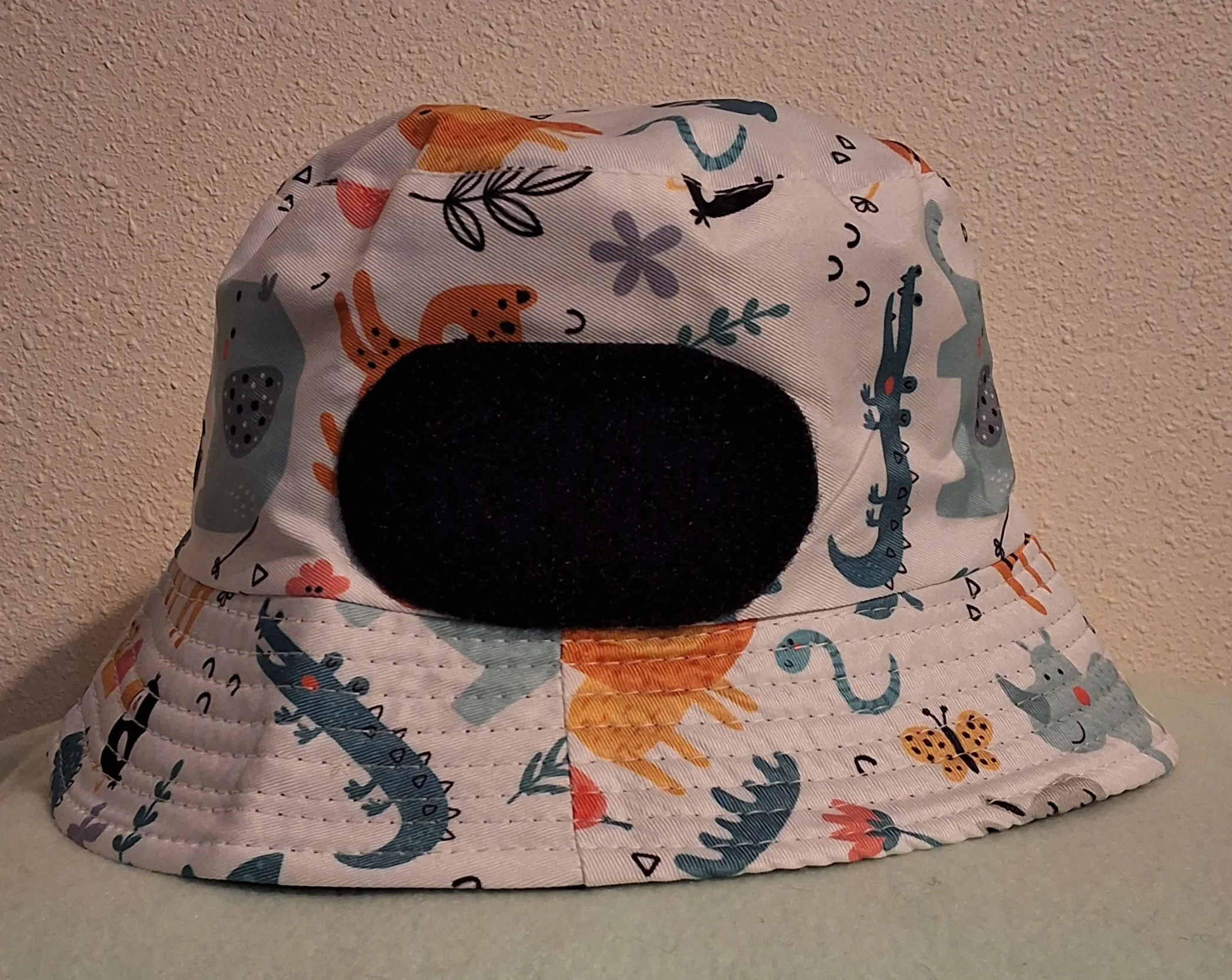 Kids dinosaur bucket hat 3" heat pressed oval loop