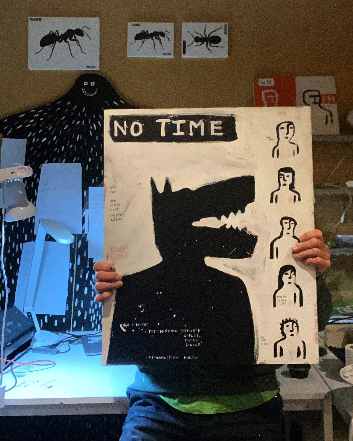 New piece: [577] NO TIME
Completion Date: 08 Jan 2026
Medium: Paint &amp; ink on MDF
Dimensions: 50 x 60 cm (19.6 x 23.6 inches)

More details: ralphlazar.com