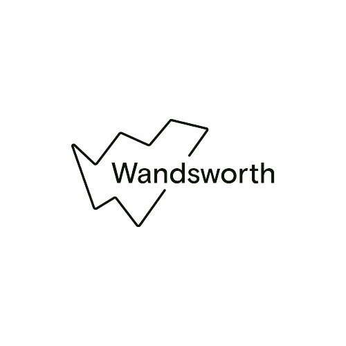 A black outline map of Wandsworth with the word 'Wandsworth' inside it.