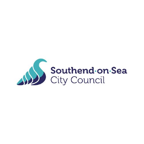 Logo of Southend-on-Sea City Council, featuring stylized waves in shades of blue and purple, with the text 'Southend-on-Sea City Council.'