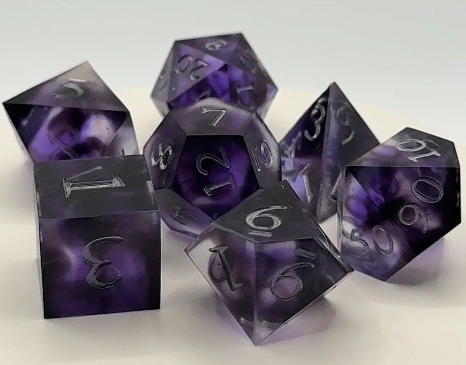 TORMENT OF HAILFIRE 🐉🔥

A client had a fantastic idea to make a set based off of this sick  MTG card art. The color match on these = chef&rsquo;s kiss. Will be making plenty more of this style- keep an eye out for my drop on 10/27 on manarockdice.c