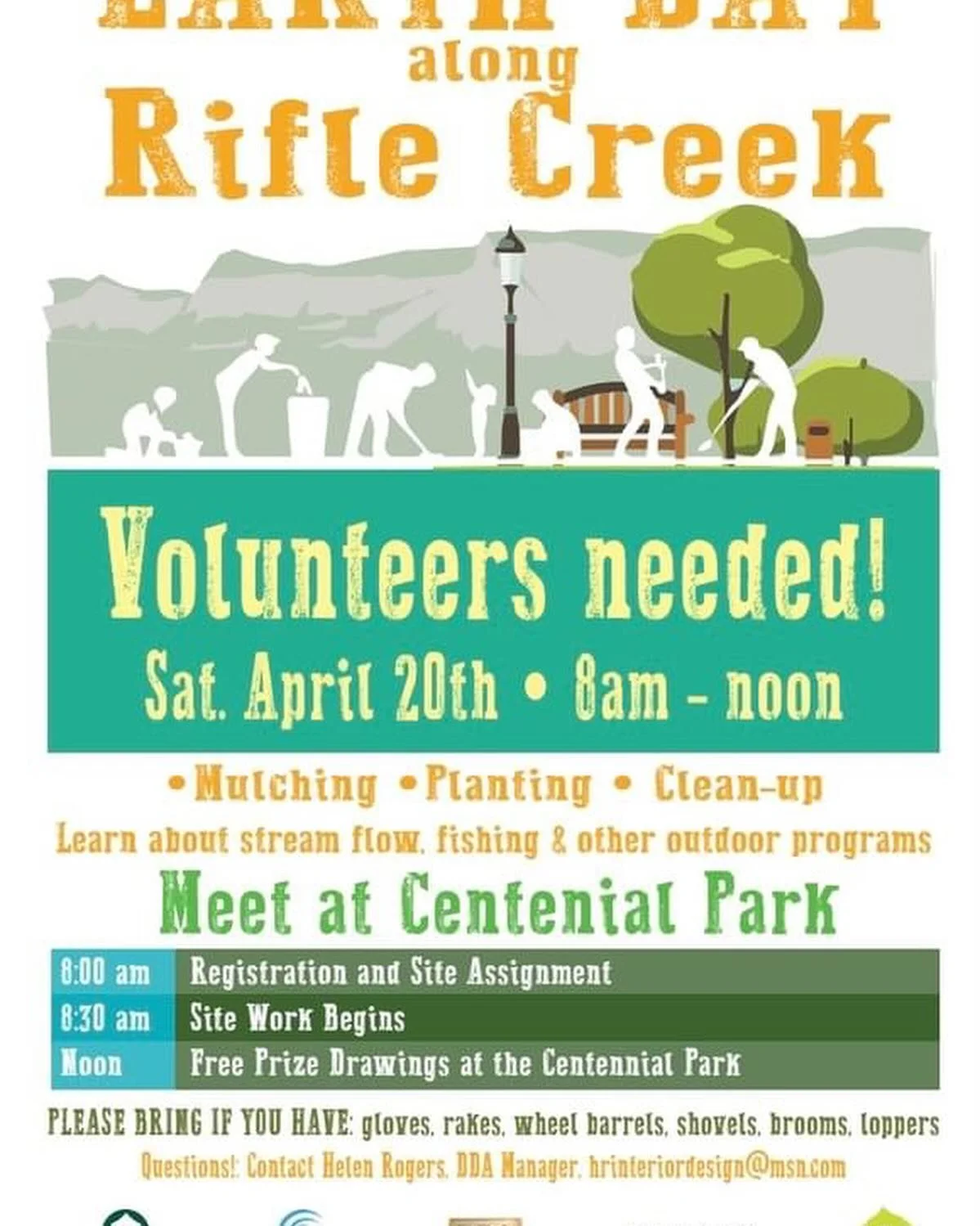 Join us and some of our awesome community partners this Saturday, April 20th, to celebrate Earth Day for a clean up along Rifle Creek. Volunteers will meet in Centennial Park at 8 am before setting out to clean up along the trail. #EarthDay  #generat