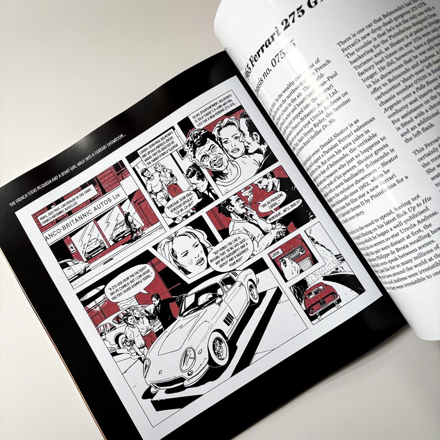 We were recently commissioned by @girardoandco to illustrate a 'comic strip' for the great story about how Jean-Paul Belmondo &amp; Ursula Andress breezed into a Paris Ferrari dealer and ordered this beautiful 275 GTB 'Short Nose'. Bren @dinium got h
