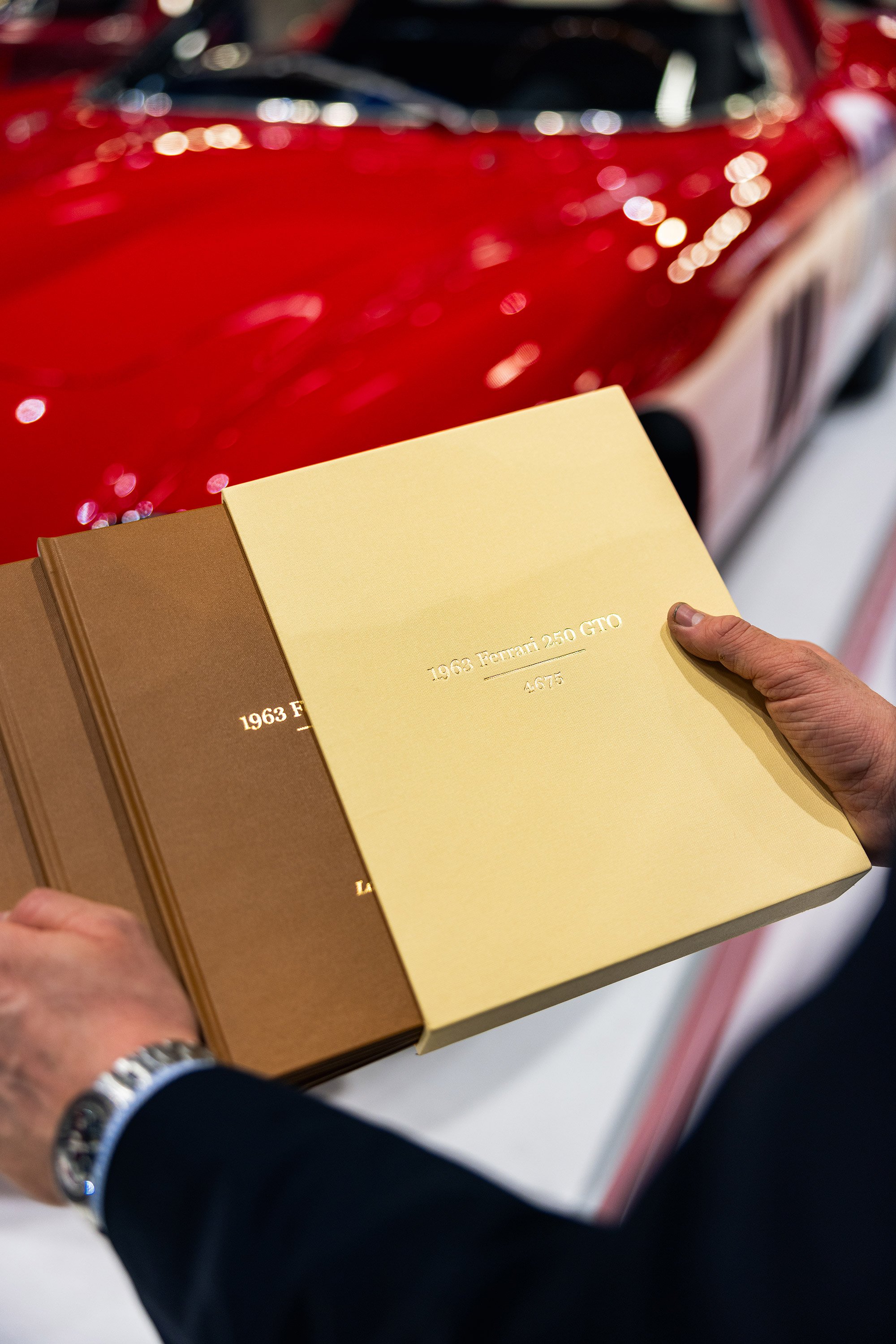 3 volume book about the Ferrari 250 GTO. Bespoke book designed by Motion Ltd