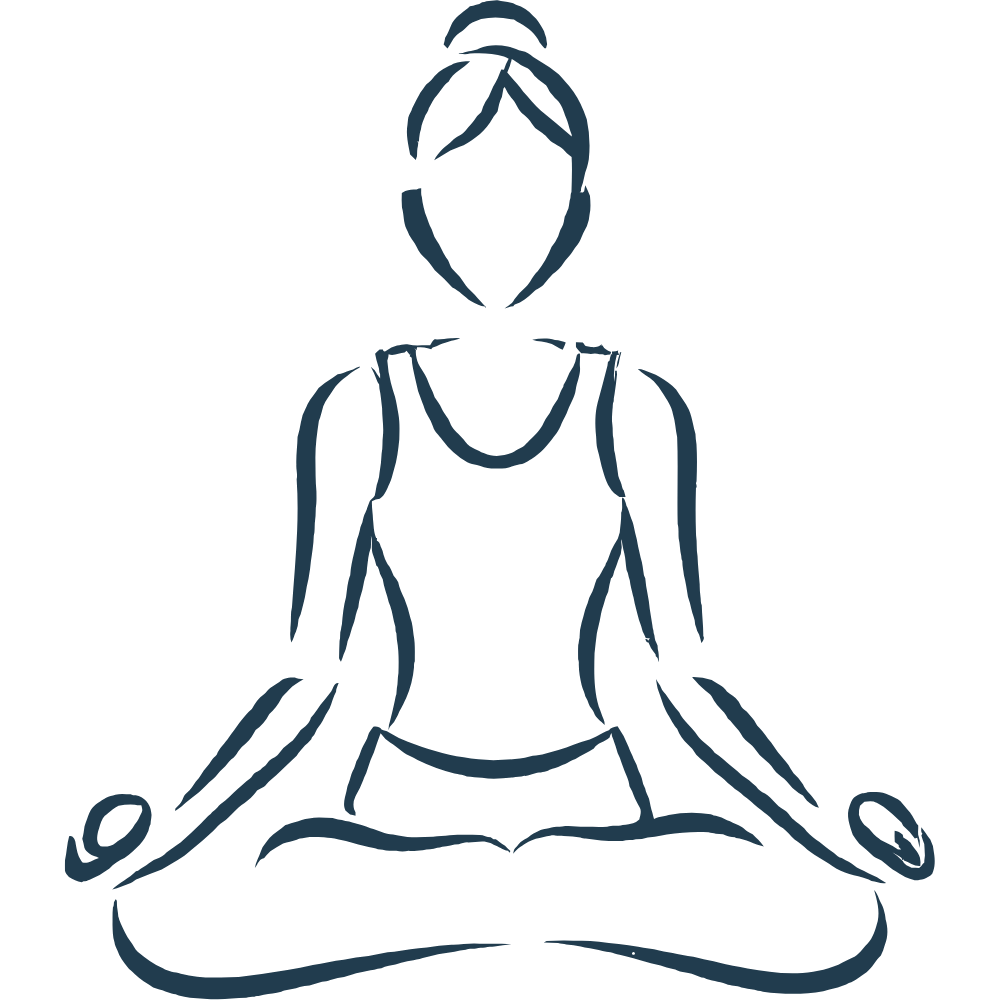 Icône d’une personne en position de méditation représentant la sérénité et la simplicité du service de location Solu Loc’ Events, avec retrait en click & collect ou livraison clé en main pour une organisation sans stress.