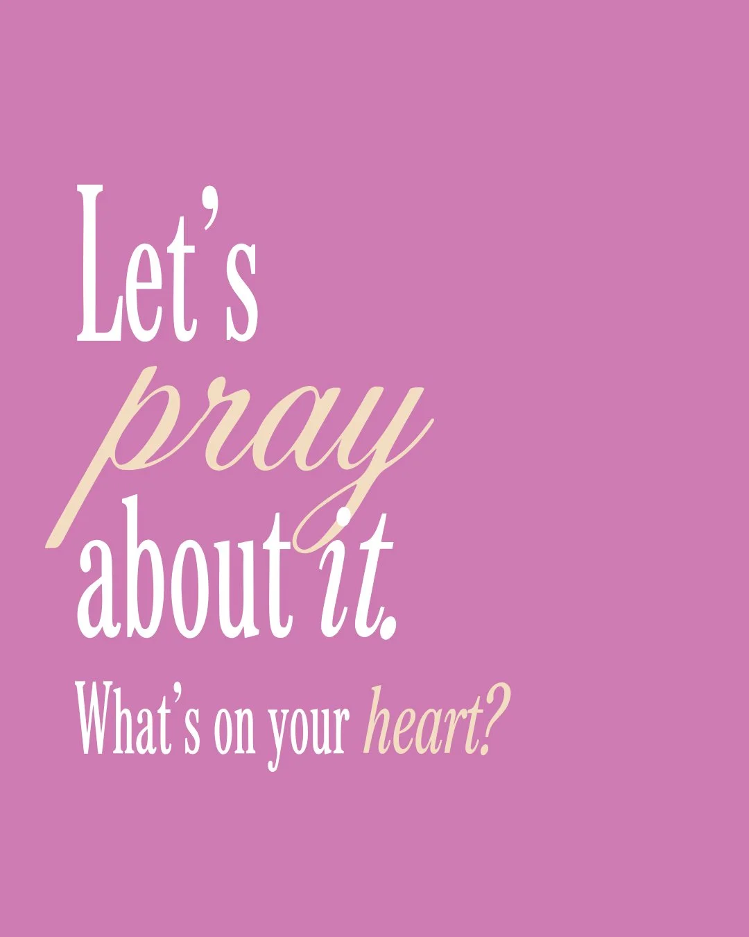 Whatever you&rsquo;re carrying in this season, let&rsquo;s pray about it together. 

Share what&rsquo;s on your heart through the short form at the link in our bio and join us! 💜

Let's Pray About It - @thisisgenerations IG LIVE
Sunday, October 25th