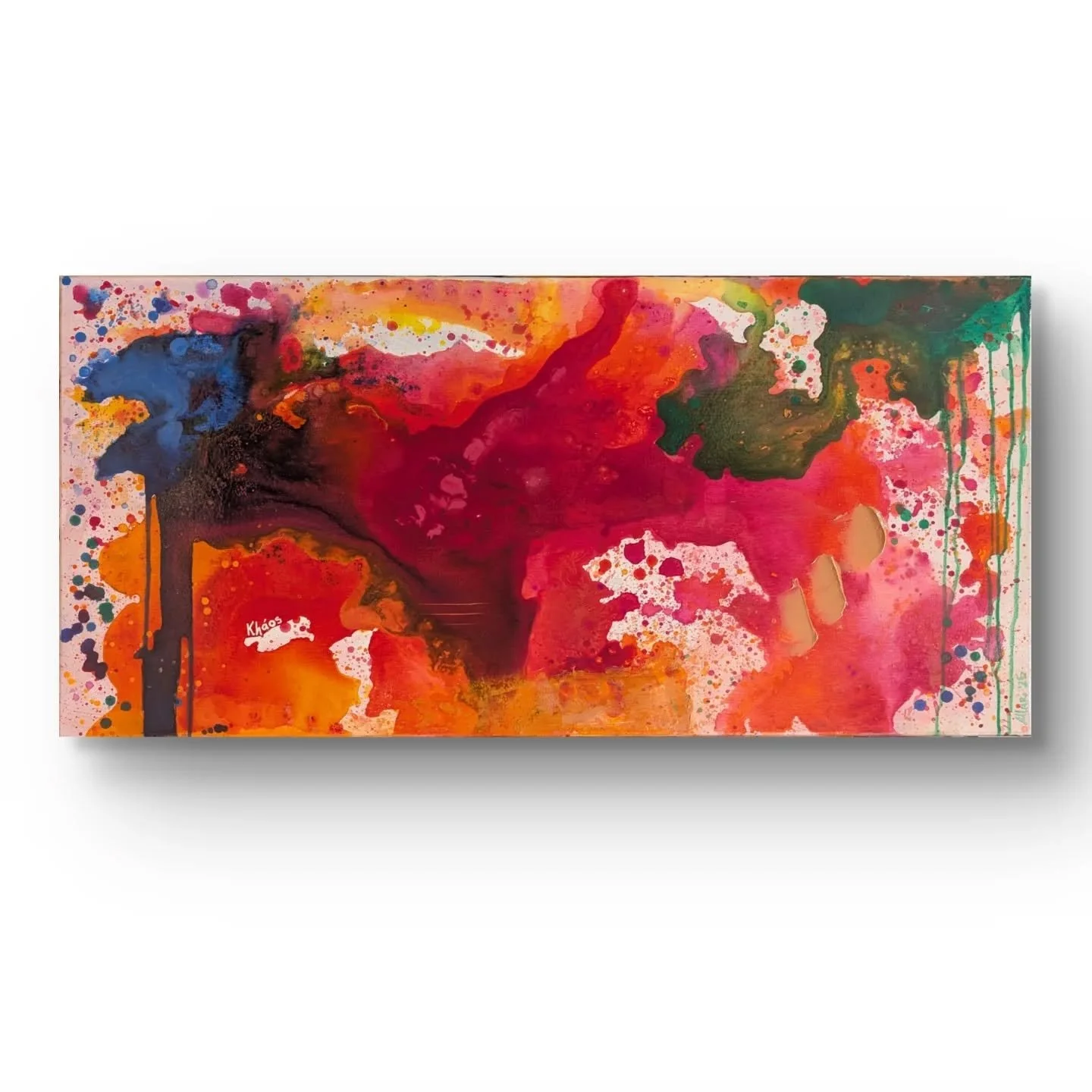 KH&Aacute;OS

Acrylic colors and paste on canvas, 50x100. Munich, 2025.

In the context of religious cosmogony, Chaos (Ancient Greek: &chi;ά&omicron;&sigmaf;, romanized: kh&aacute;os) refers to the division of reality outside or in contrast to the or