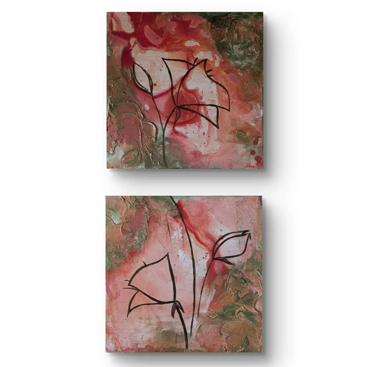 Unknown #2 and #3

Acrylic colors and paste on canvas, 2x 40x40. Rod&igrave; Milici, 2020-2025.

One month later, here the other two pieces. Can you help me find a name?