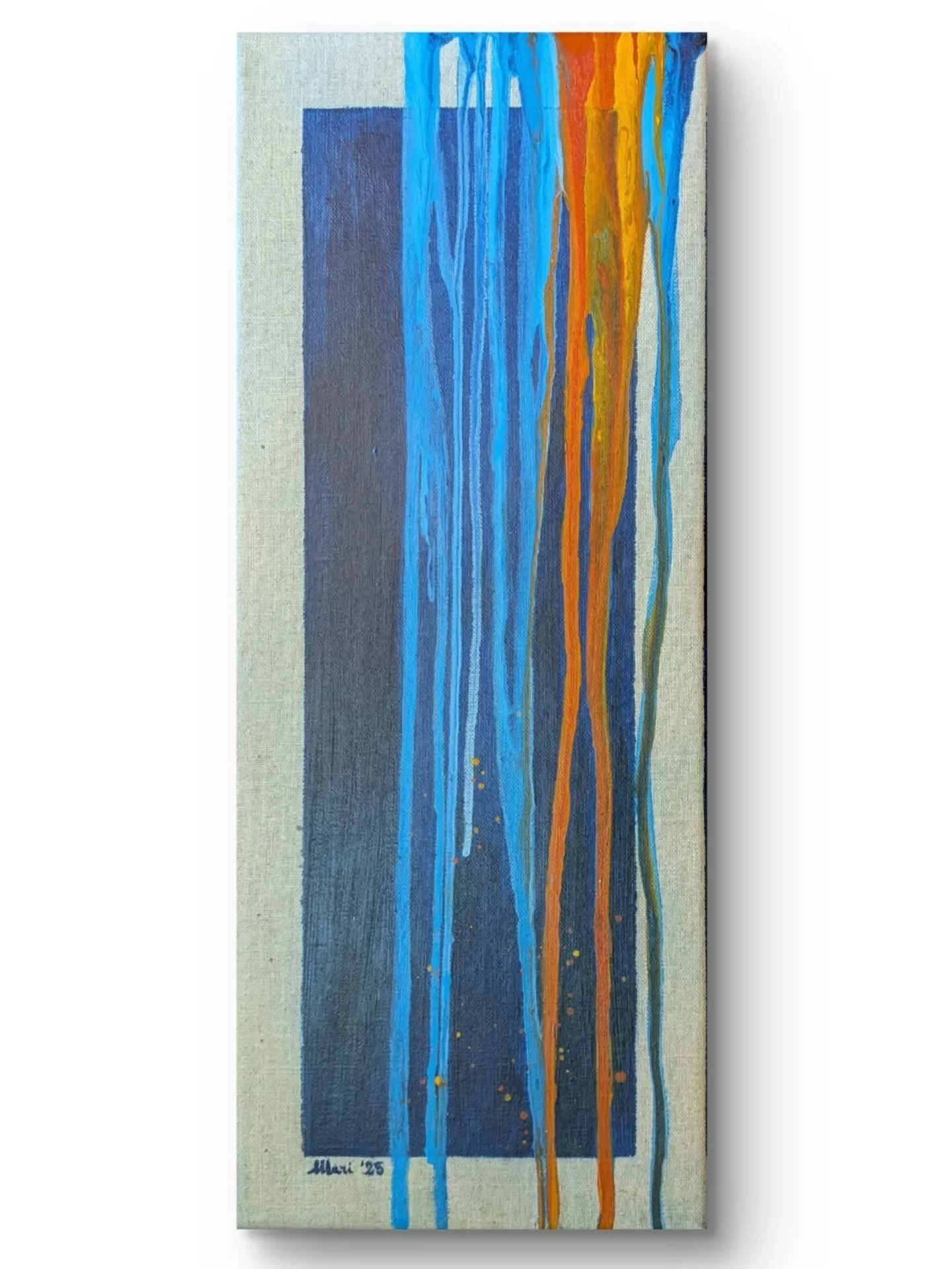 STROMBOLI 

Acrylic on semiraw canvas, 50x20. Munich, 2025.

This is the one that brought me the inspiration for the whole series, the one that kicked me in this project!
Maybe because this is the one I see from my family home since forever ❤️

Strom