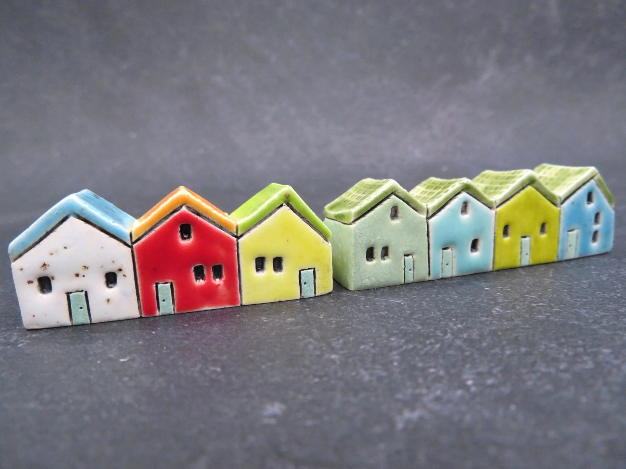 Tiny Neighbors™...Seven Miniature Ceramic Houses
