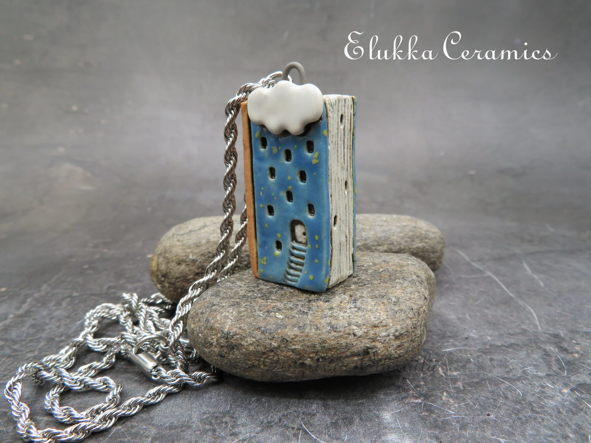 Cumulus Inn #3...Ceramic House / Book Pendant