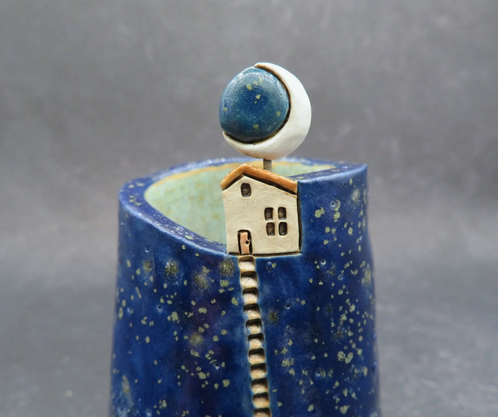 Hilltop Cottage Vase™...Stoneware Bud Vase...Crescent Moon Cabin
