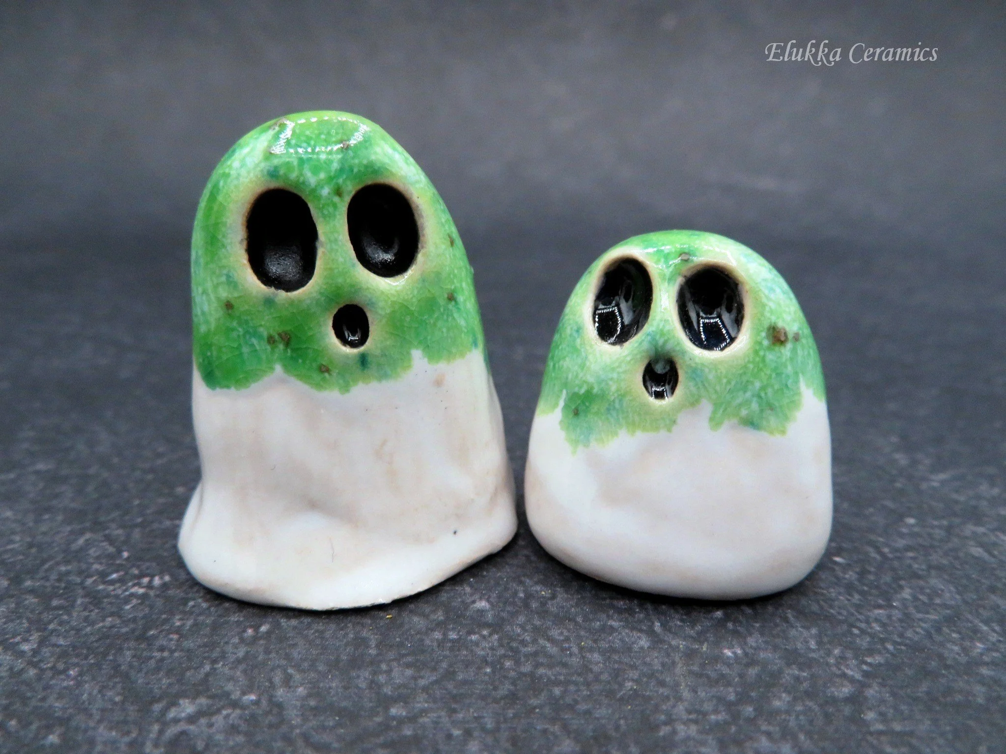 Ghost Duo...Oldies in White & Speckled Green