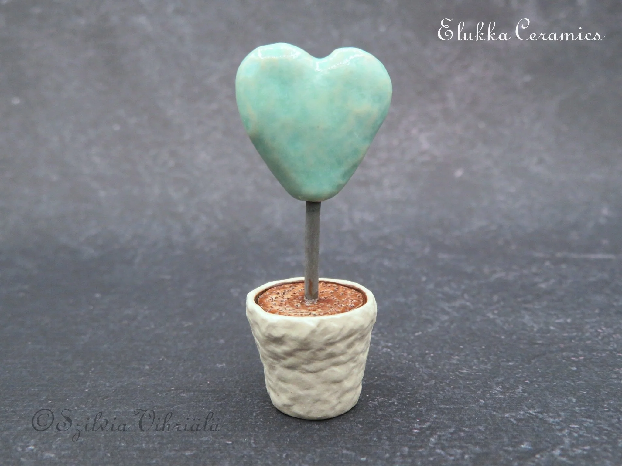 Tiny Bloom™ Series  by elukka...Collectible Miniature Heart Tree in White Pot