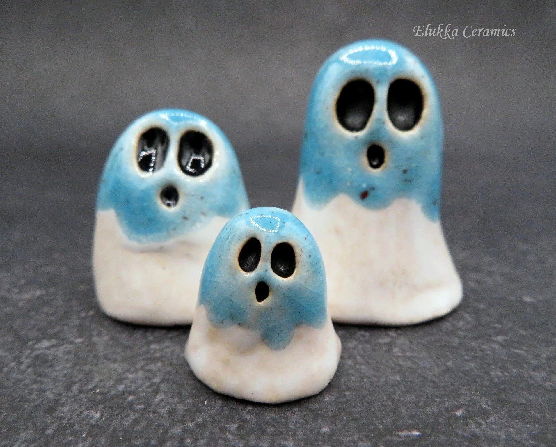 Ghost Trio...Oldies in White & Speckled Sky Blue