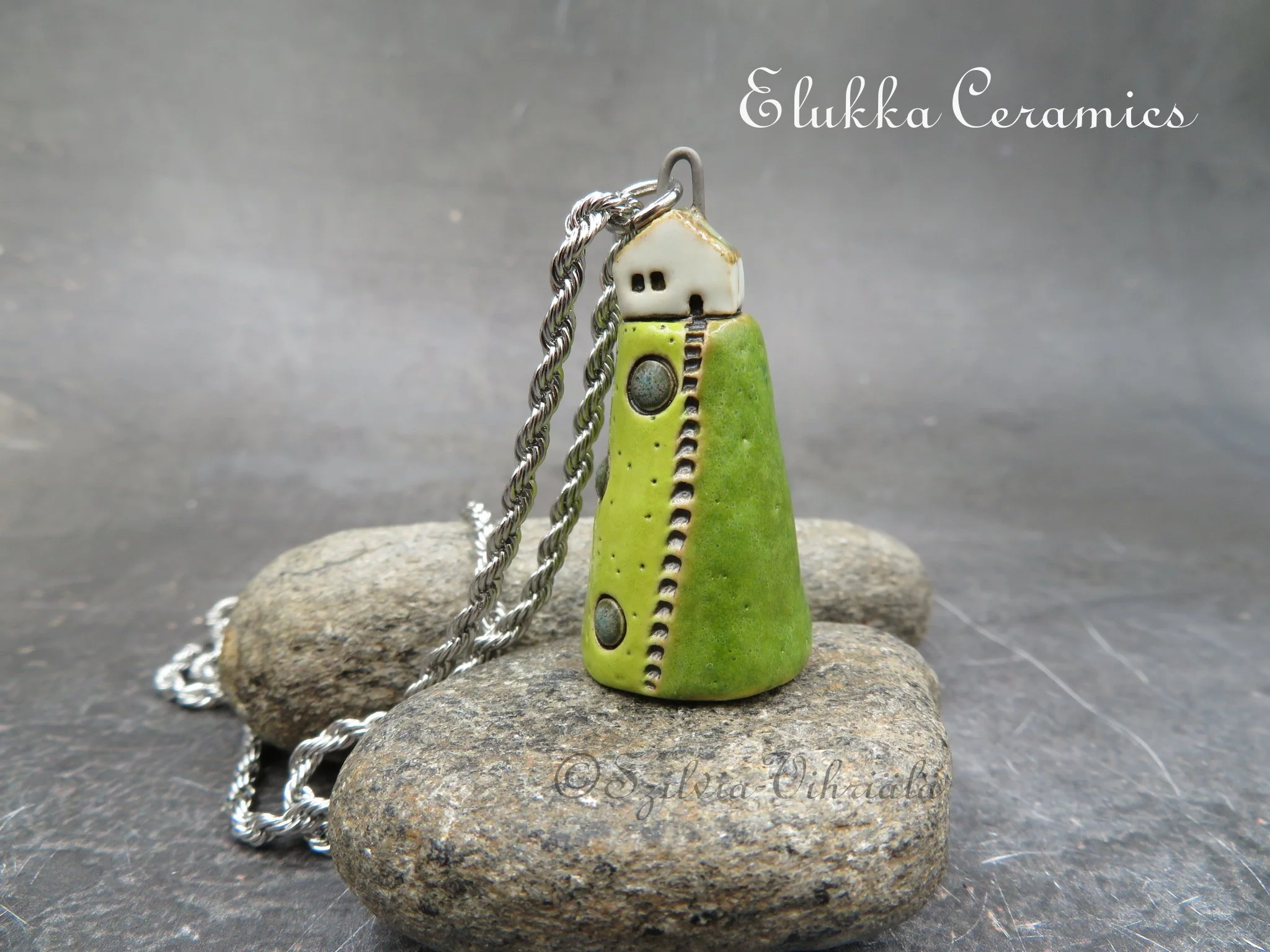 Sky Hill #4...Hilltop Cottage Series...Ceramic Pendant