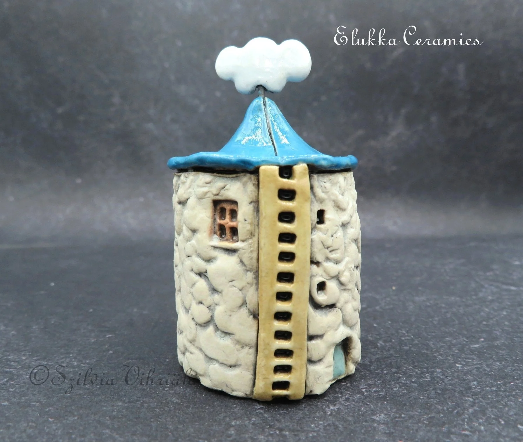 TownHouse™ Series by elukka...Collectible Miniature House...Sandstone Tower with Ladder and Cloud