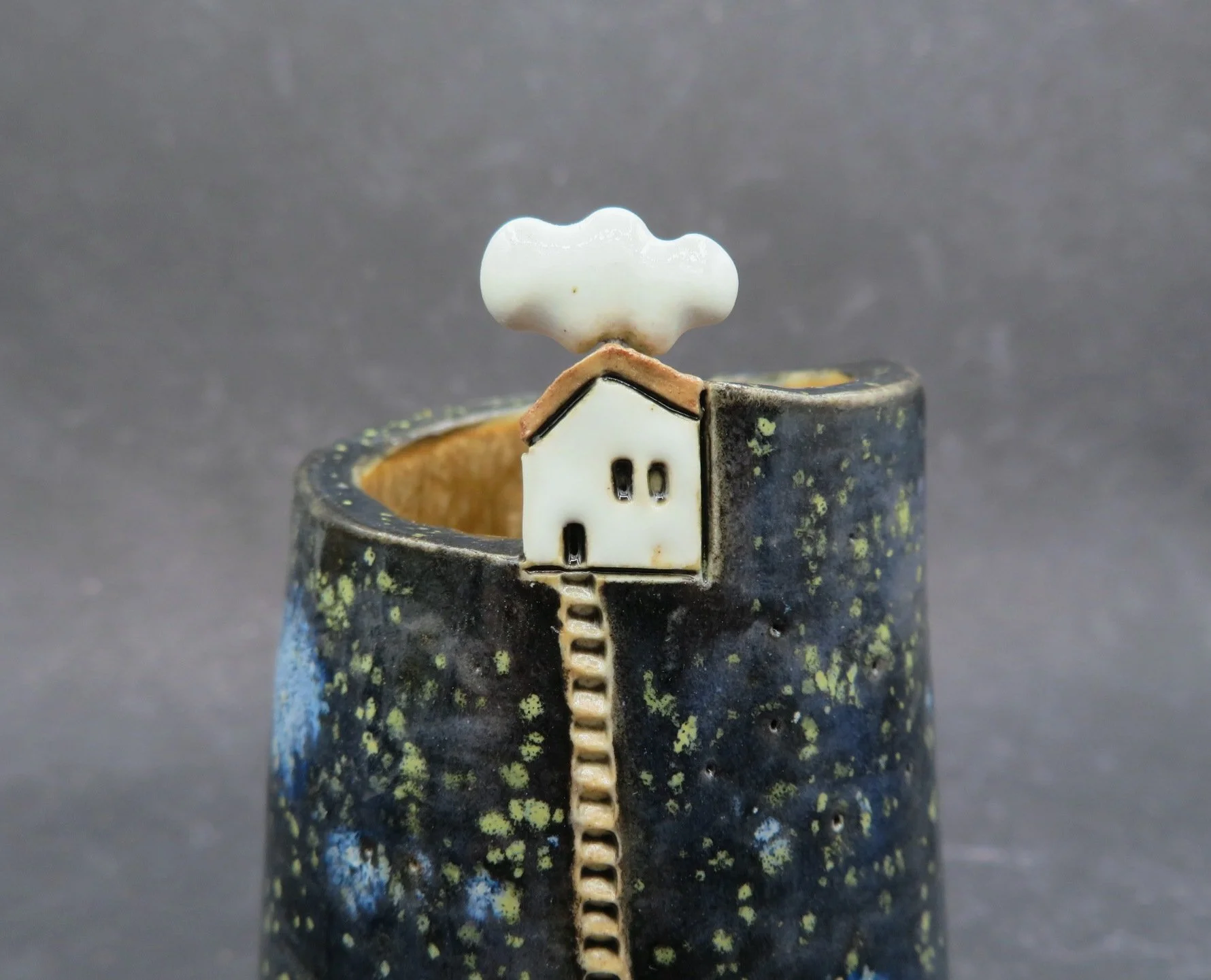 Hilltop Cottage Vase™...Stoneware Bud Vase...Cloud Collector ( Black)