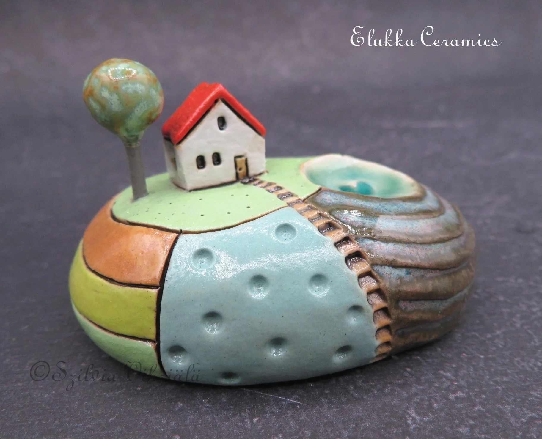Hilltop Cottage™...Tiny Ceramic Ceramic Sculpture by elukka