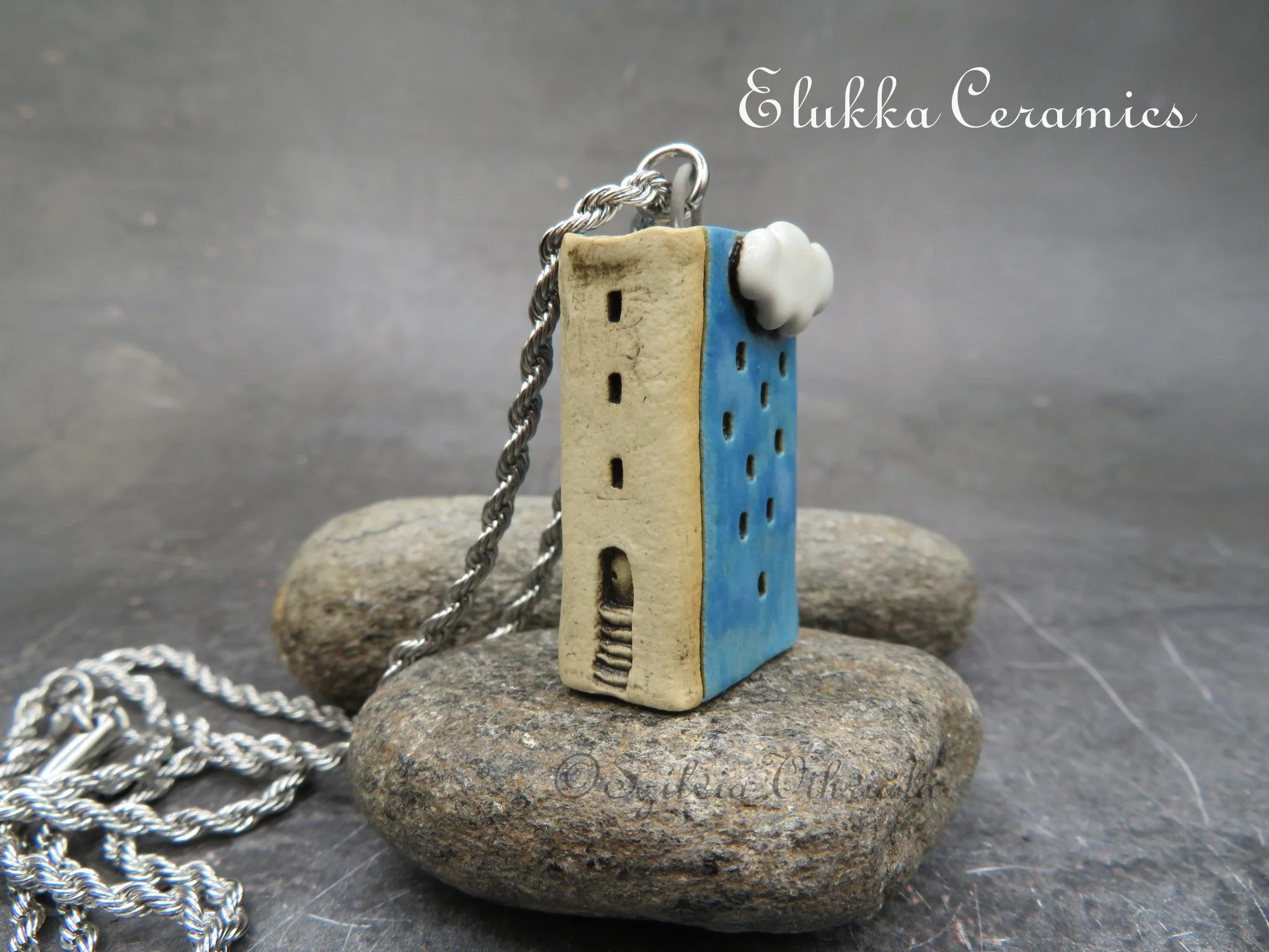 Cumulus Inn #2...Ceramic House / Book Pendant