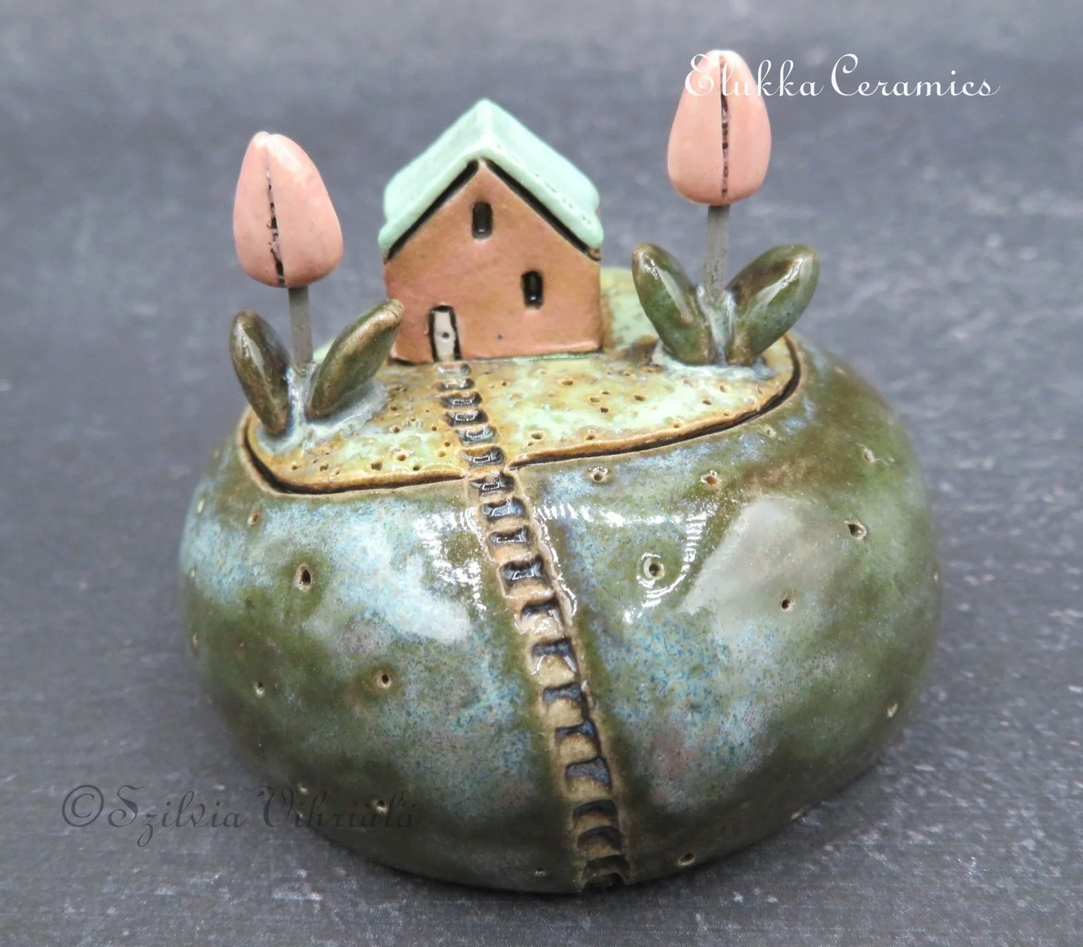 Hilltop Cottage™...Tiny Ceramic Ceramic Sculpture by elukka