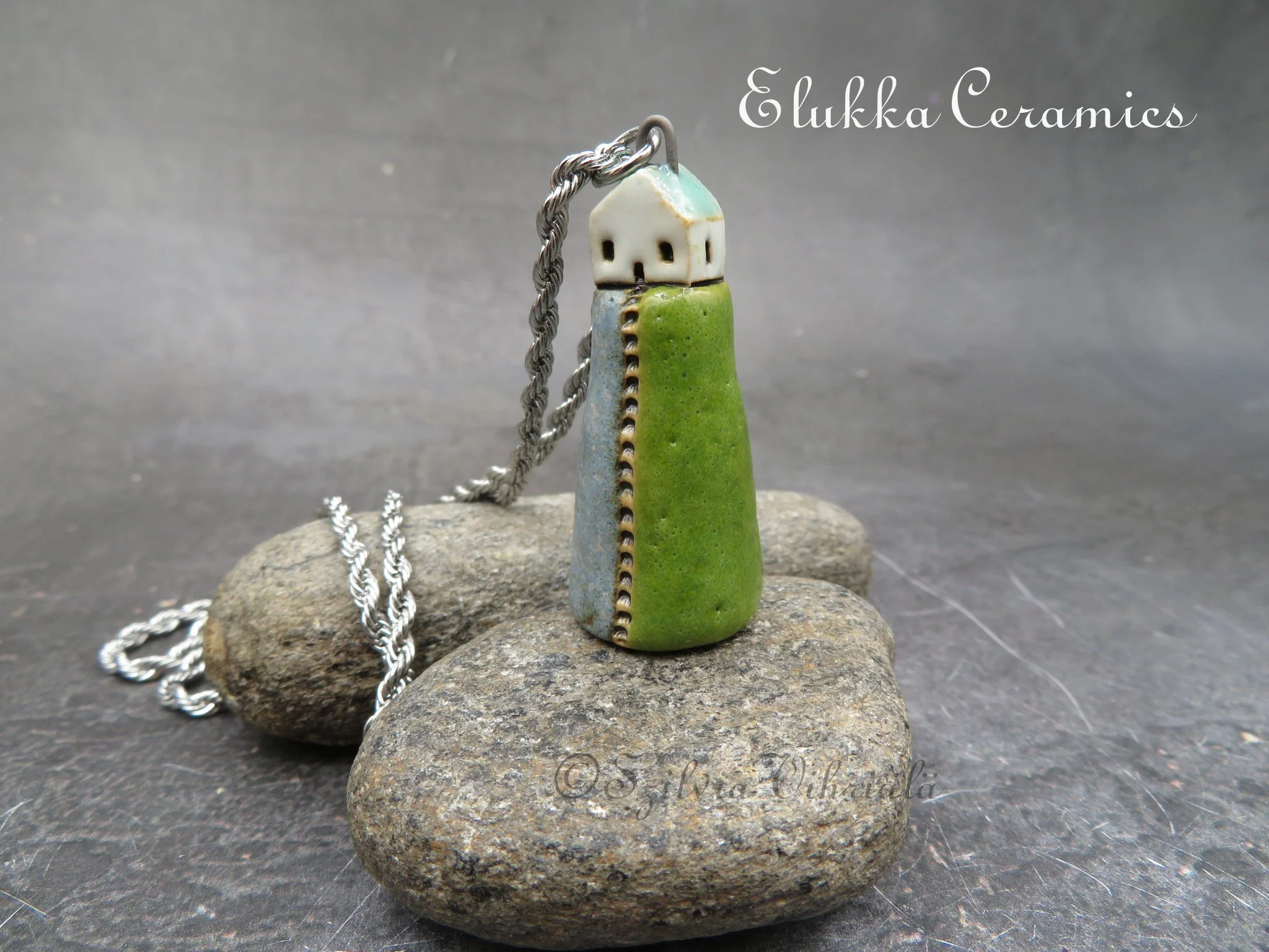 Sky Hill #5...Hilltop Cottage Series...Ceramic Pendant