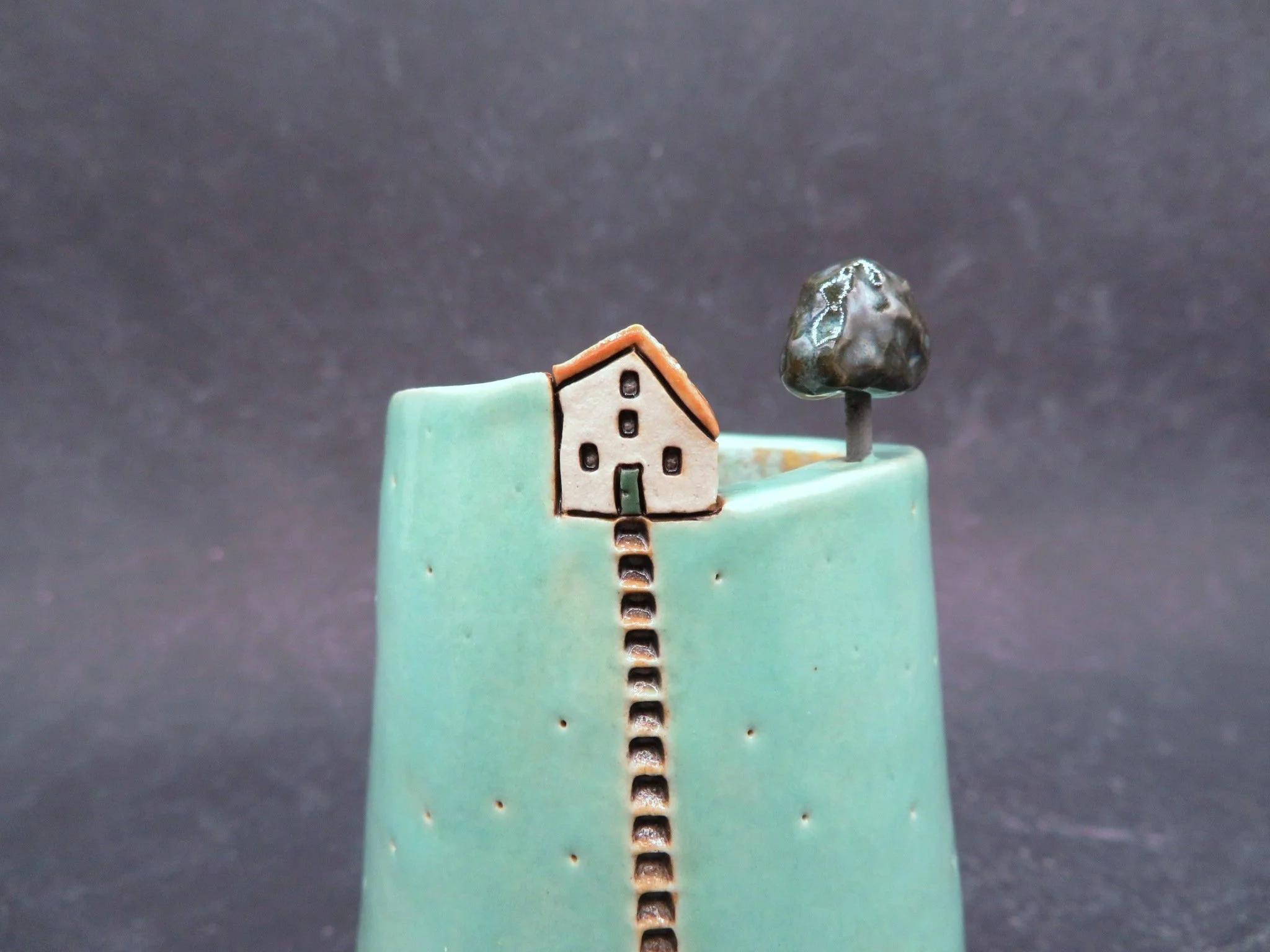 Hilltop Cottage Vase™..Stoneware Bud Vase...Old Oak Inn