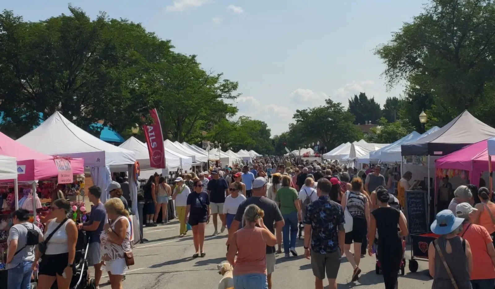 Large street festival featuring tents of handmade crafts in La Grange Illinois