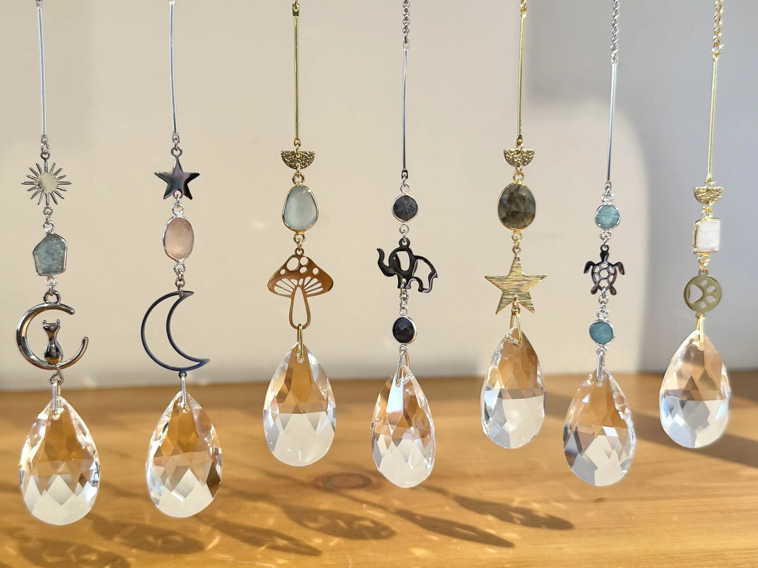 Handmade beaded crystal suncatchers