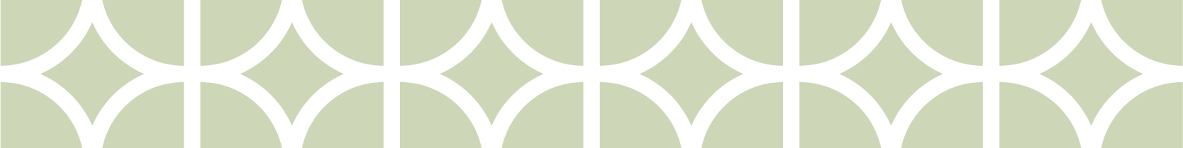 Pattern of black geometric arches and circles on a light green background.