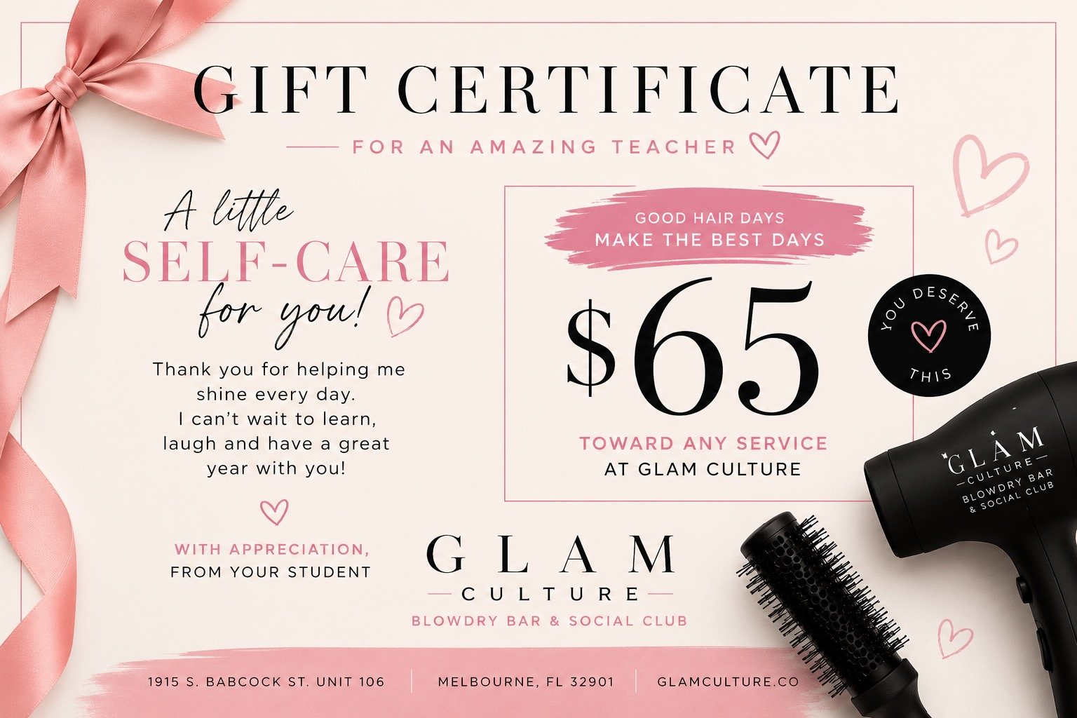 Teacher Appreciation Gift Certificate