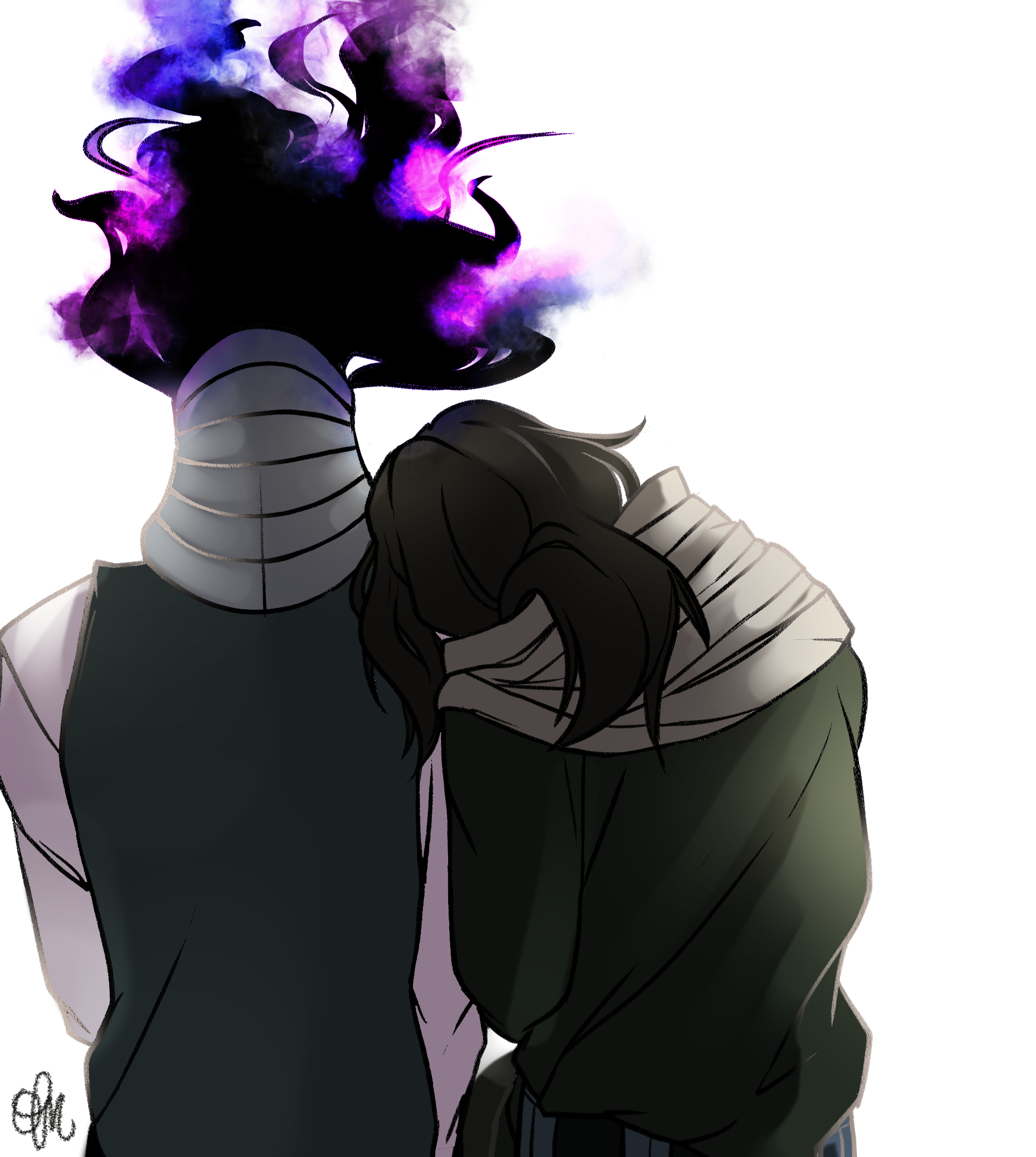 Fan art of Kurogiri and Aizawa from My Hero Academia