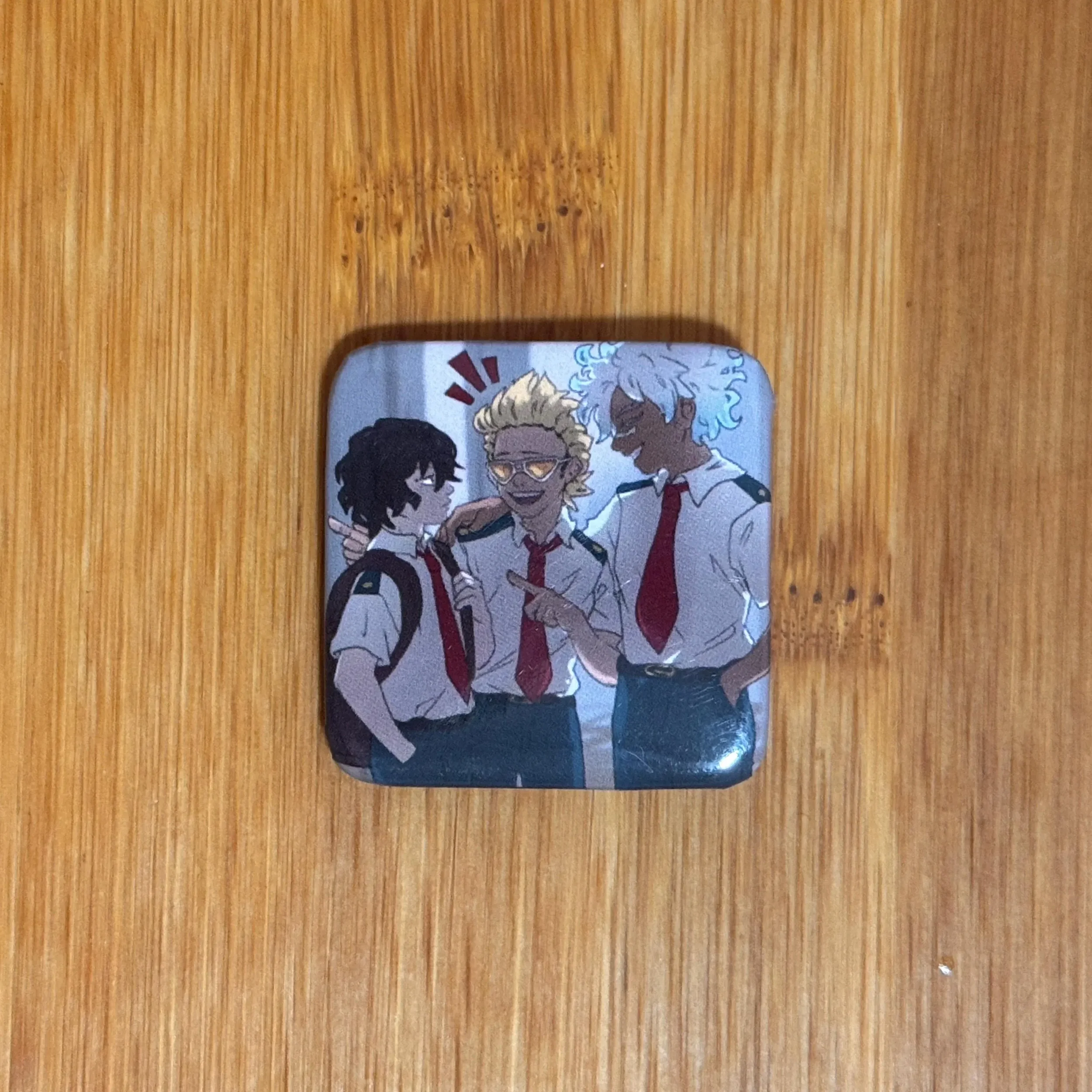 Small Pinback Button Rooftop Trio Shirakumo Aizawa Present Mic 3cm