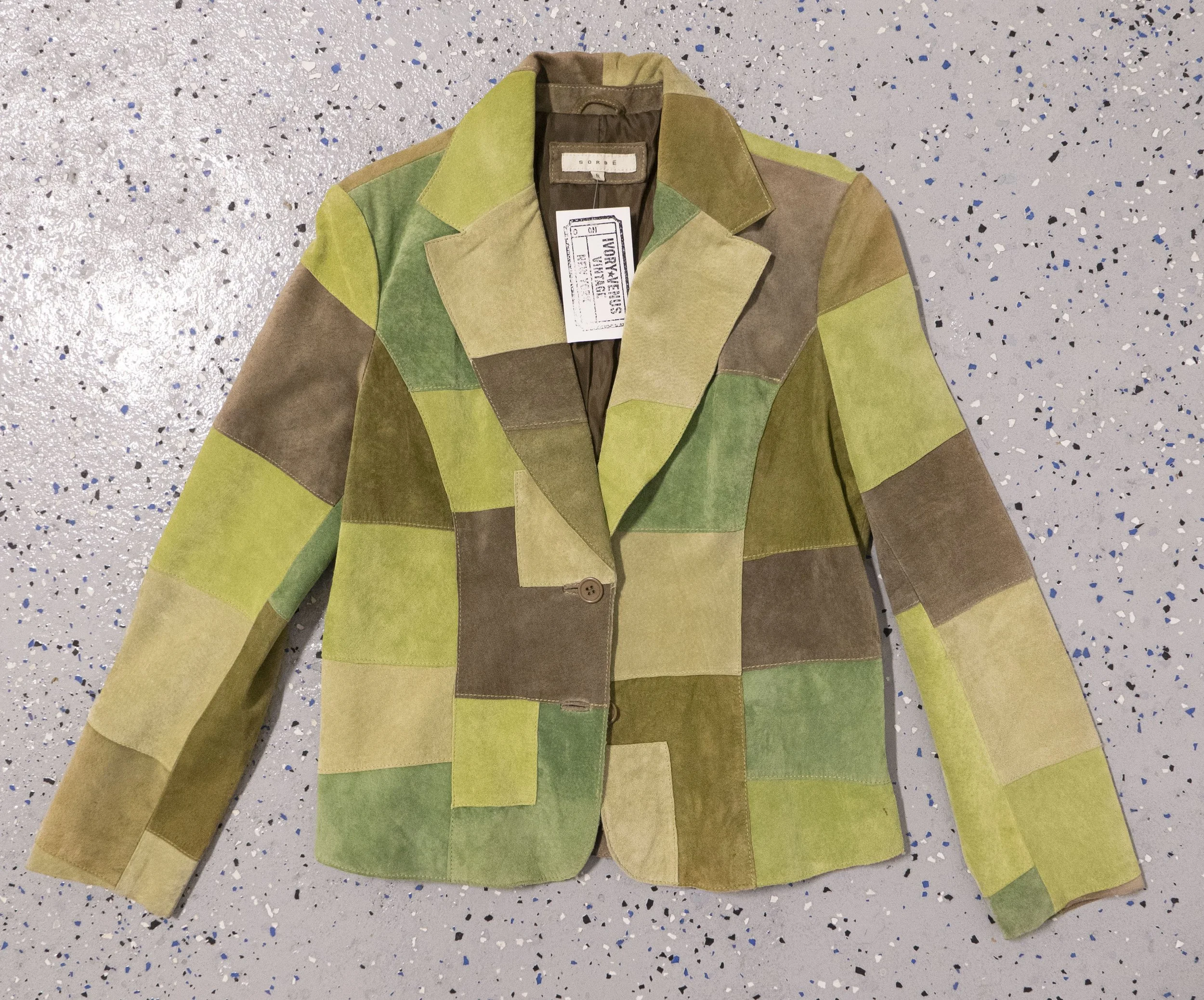 90s Green Suede Patchwork Blazer