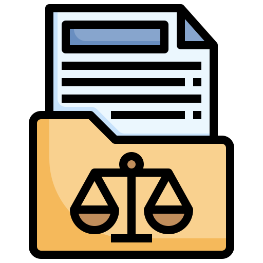 Ícono de archivo con un símbolo de balanza y un documento de texto