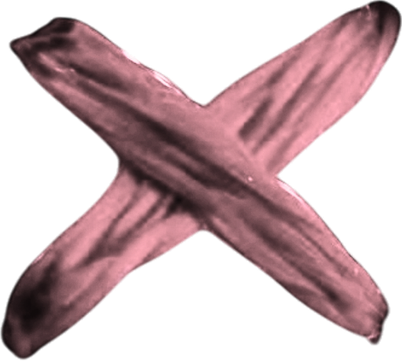 A pink-colored X-shaped object, likely a piece of bacon.