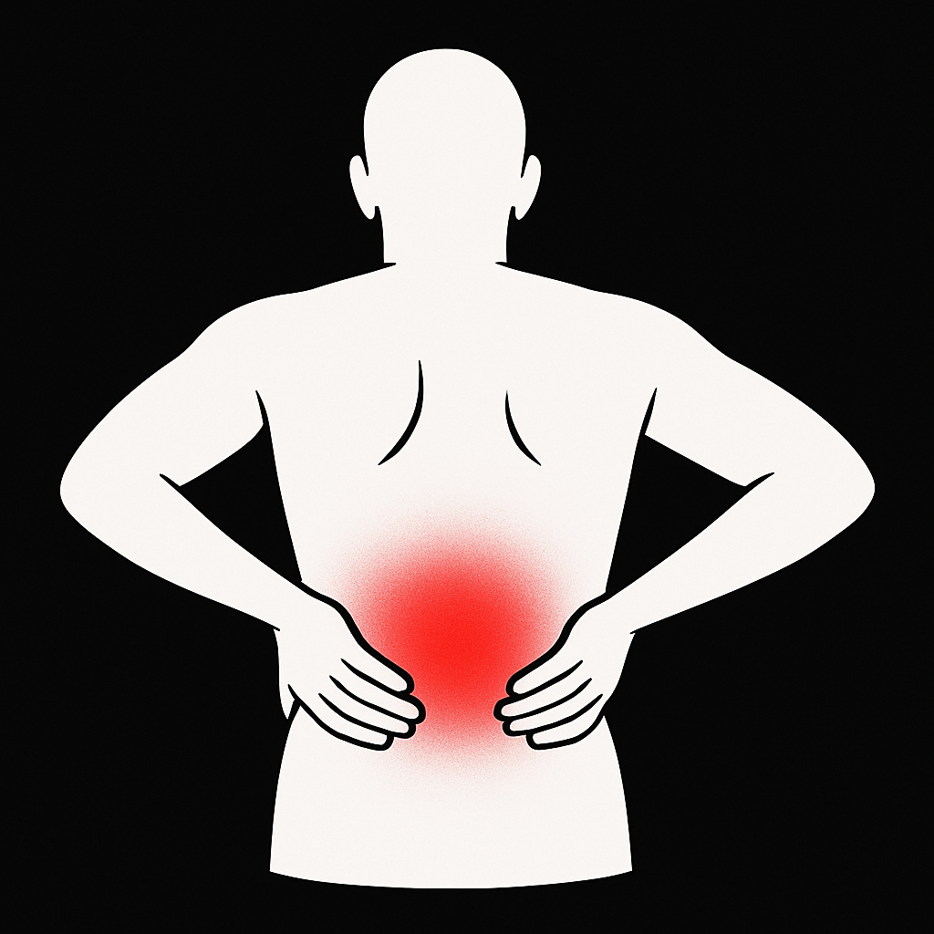 image of a person holding their low back showing pain